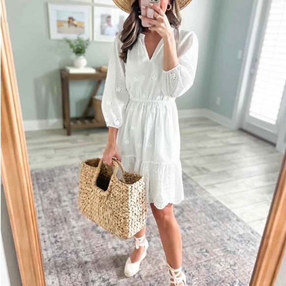 NWOT Knox Rose Eyelet Detail 3/4 Sleeve Dress - Picture 2 of 6